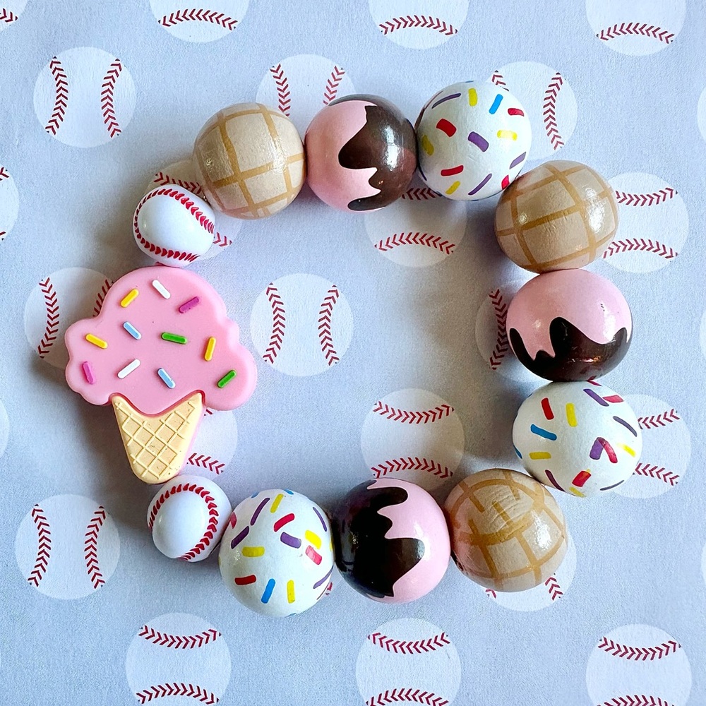 Baseball Drip Ice Swag Ice Cream Sprinkle Cone Bracelet